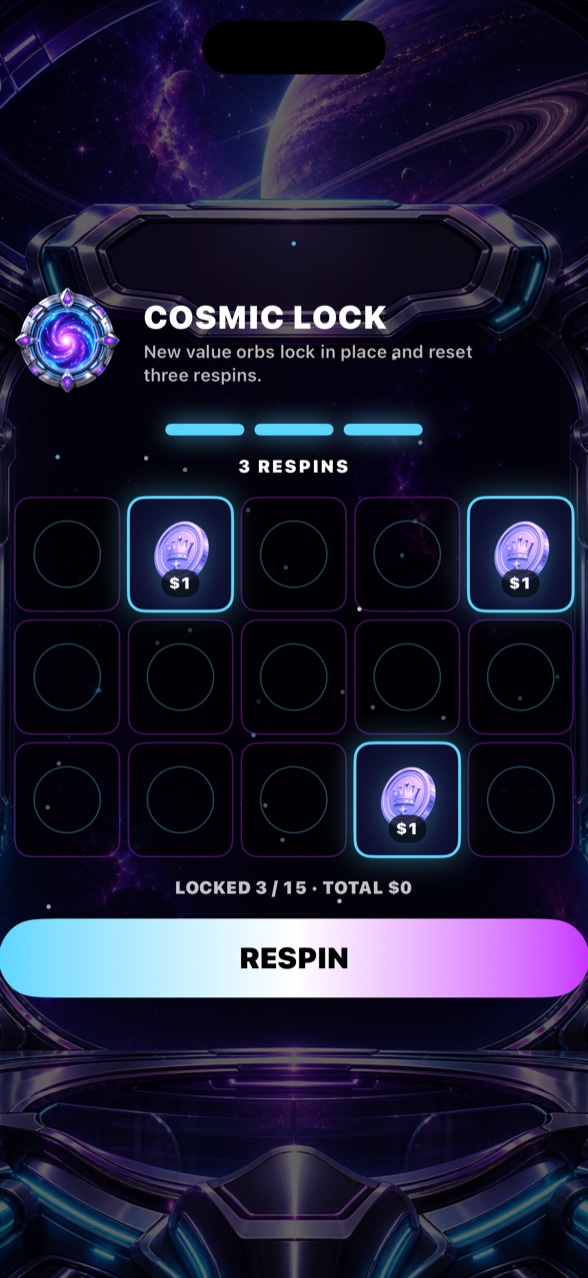Sit & Reel Space Spins Cosmic Lock feature