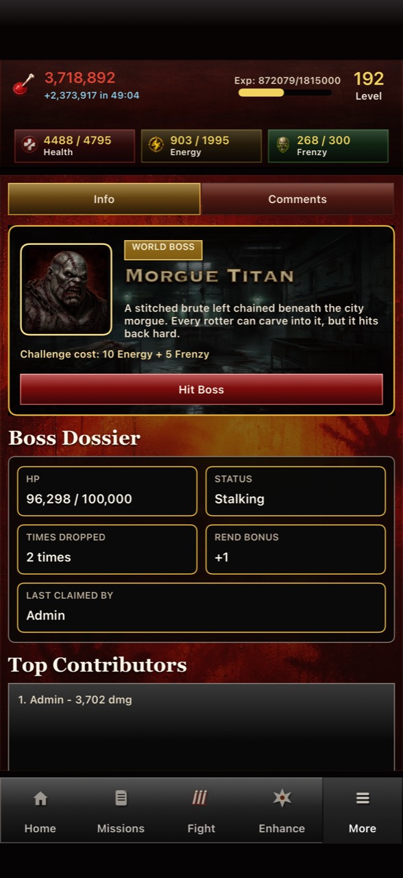 Undead Forever boss dossier page