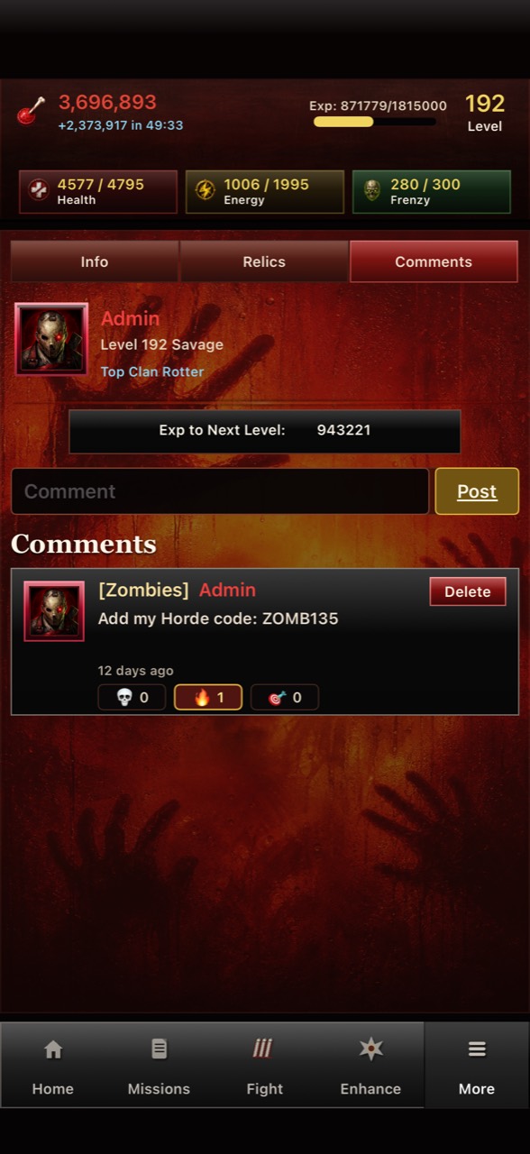Undead Forever profile comments page