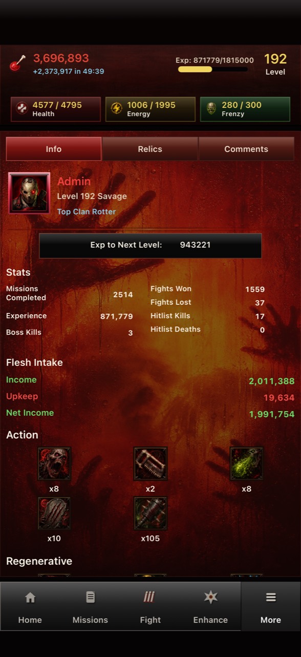 Undead Forever profile stats page