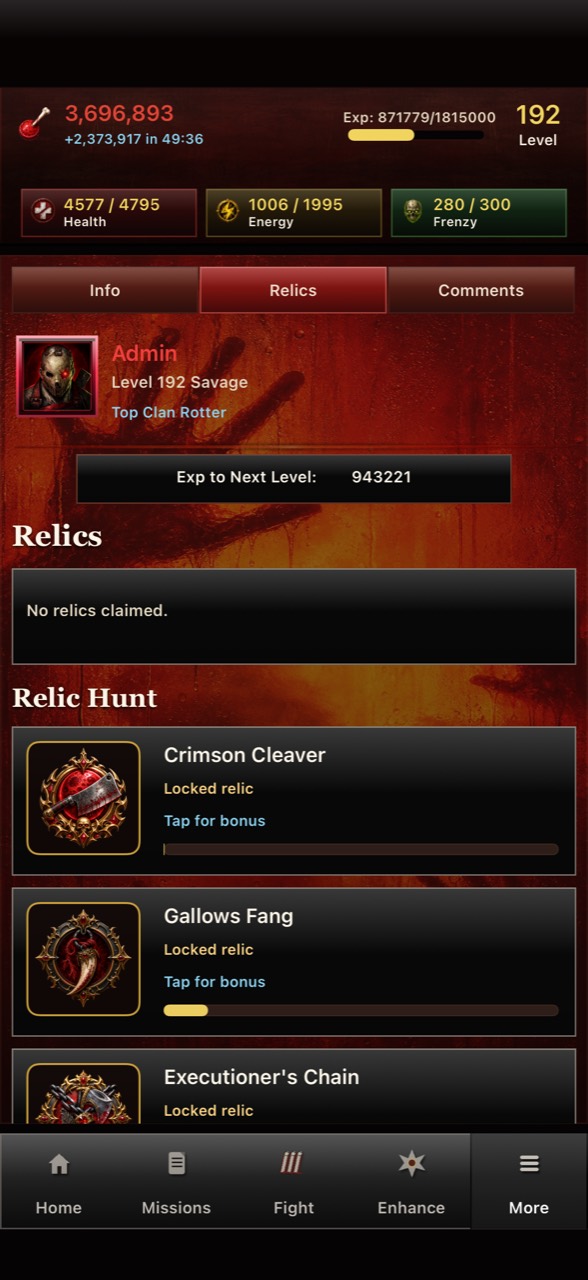Undead Forever relic hunt page