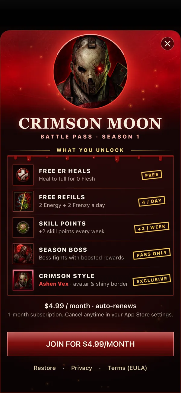The Crimson Moon Battle Pass sheet