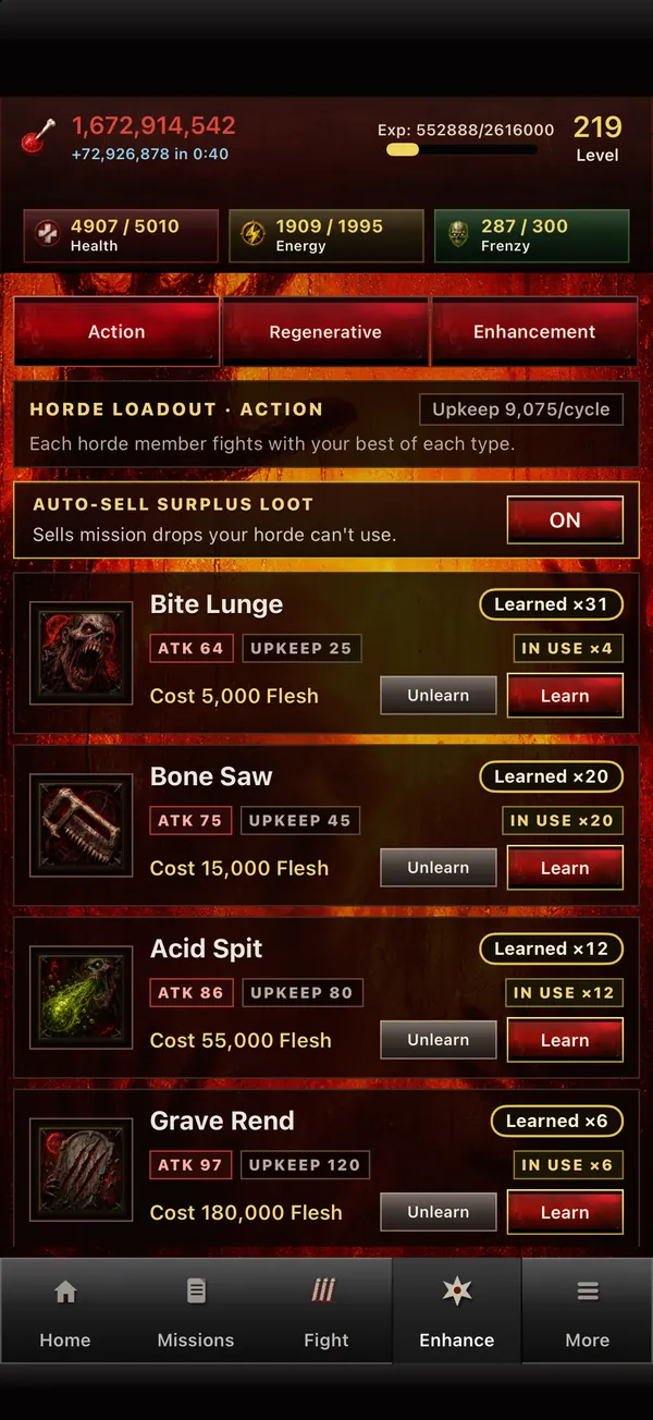 The Horde Loadout with learned Action abilities