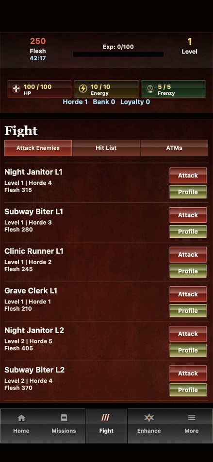Zombies Infinity fight page