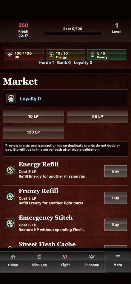 Zombies Infinity market page