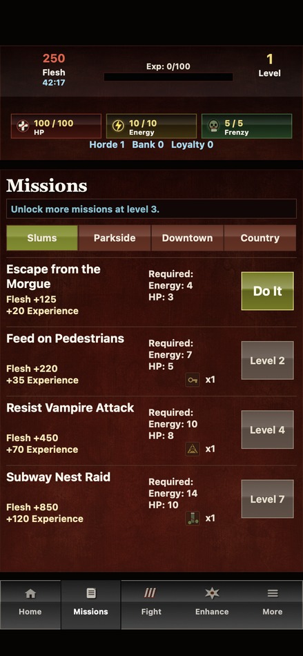 Zombies Infinity missions page